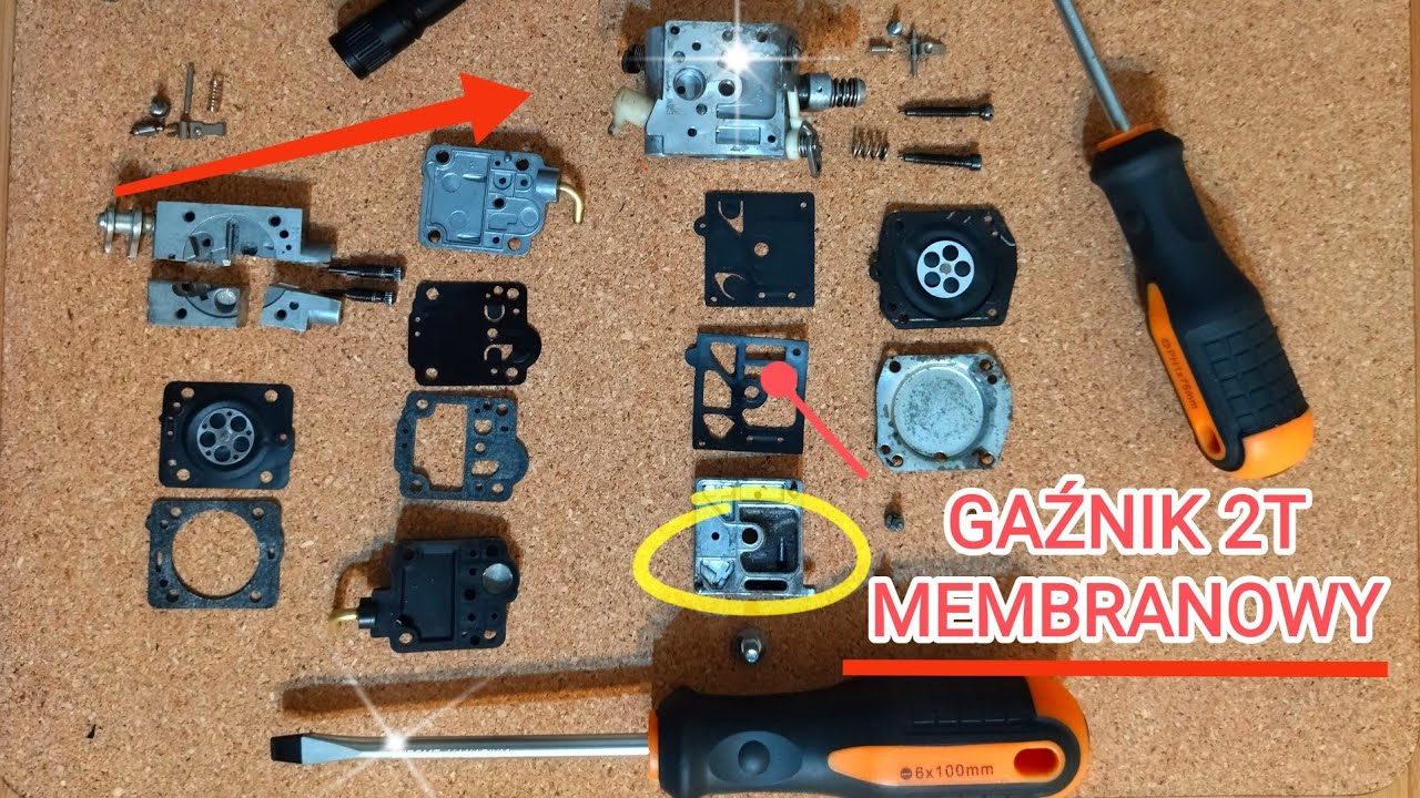 Gaźnik membranowy w pile pilarce, kosie, działanie, budowa, usterki,  membrany kiedyś i dziś. Cz. 1.