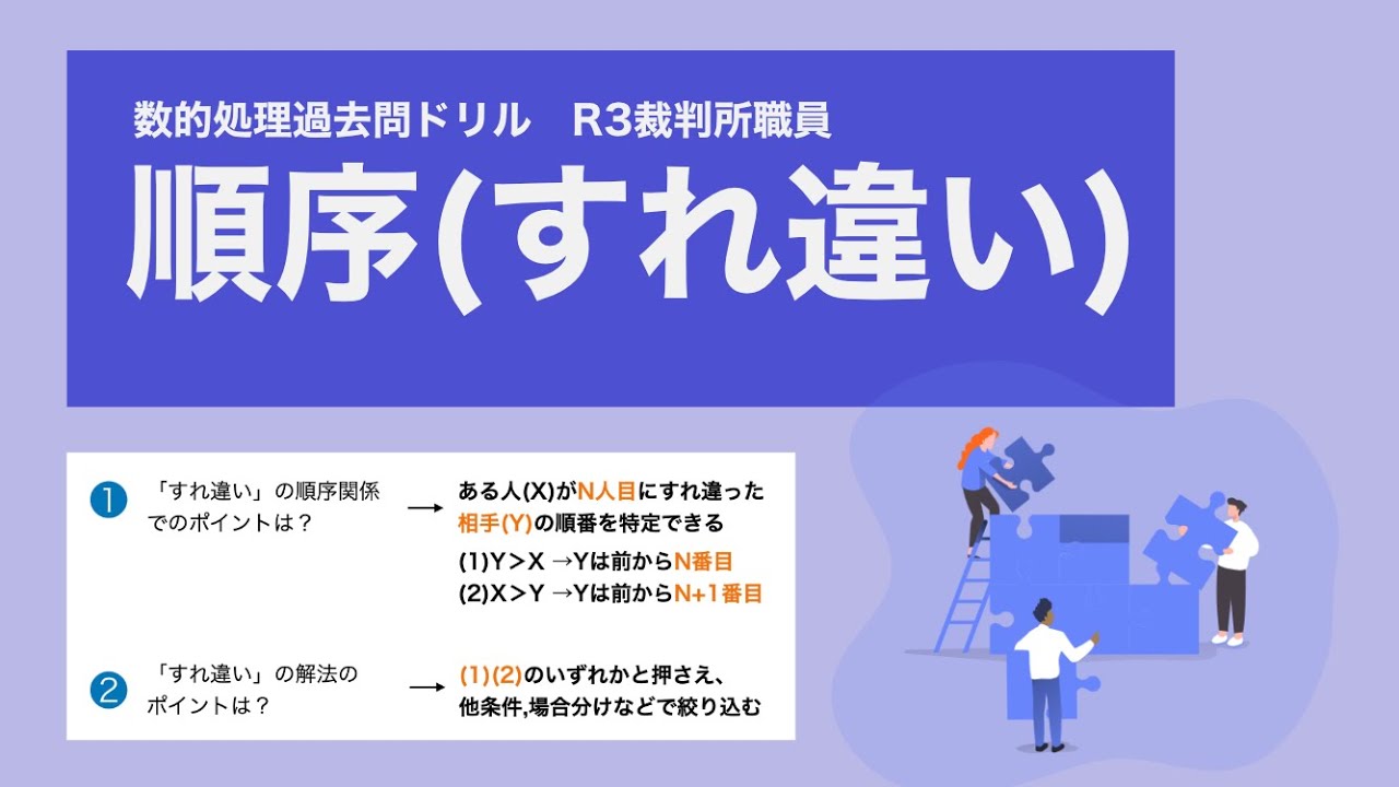 【数的処理】判断推理の「すれ違い」の問題は条件の使い方を【裁判所】