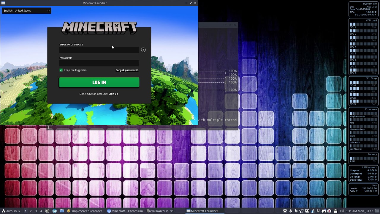 ArcoLinux : 1024 installing Minecraft on ArcoLinux and any Arch Linux based system