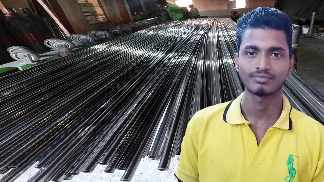 S.S steel pipe buffing(polishing) machine in factory review.