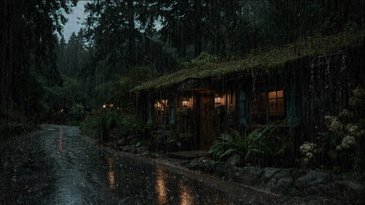 Sleep Instantly 🌧️ Heavy Rain on Cozy Forest Cabin at Night | 11 Hours Deep Sleep