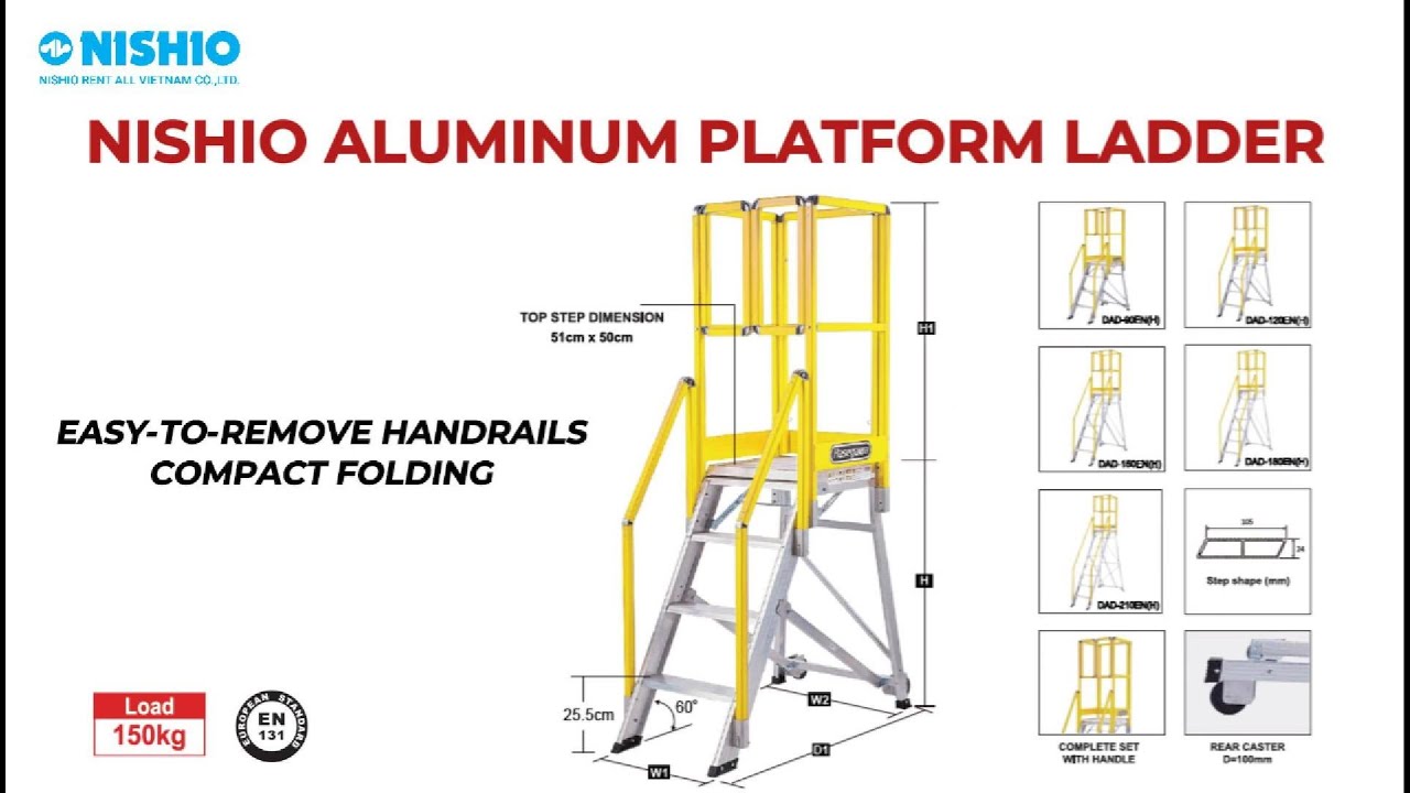 NISHIO ALUMINUM PLATFORM LADDER | Non-Slip Safety Design
