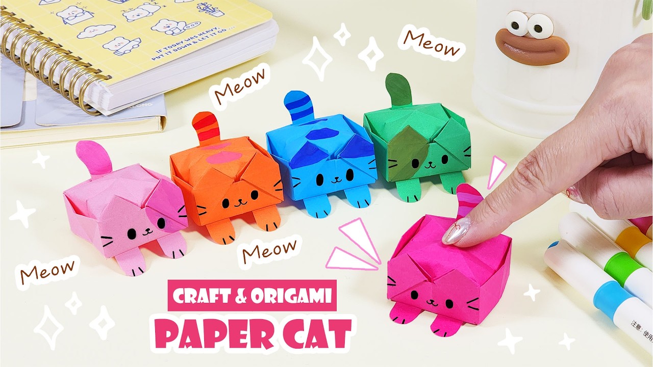 (🎀Paper DIY🎀) Origami Pop It Cat – Easy Tutorial | Handmade Gift Ideas | Craft & Origami