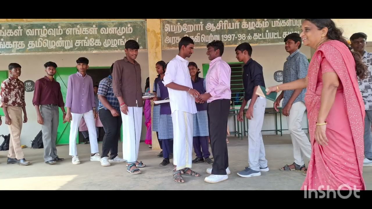 10 th  and 12th  were encouraging each other by exchanging pens for the upcoming board exams 😊 Ghss 