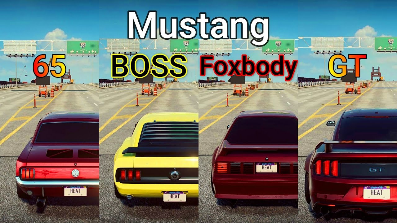 NFS Heat: Mustang 1965 vs Mustang BOSS 302 vs Mustang Foxbody vs Mustang GT - Drag Race