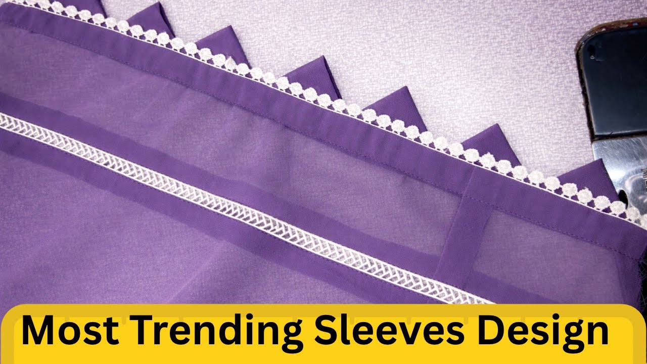 Kurti Sleeves Ka Sabse Stylish Aur Khubsurat Drsign Banana Sikhen।Sleeves Design Making With Lace।