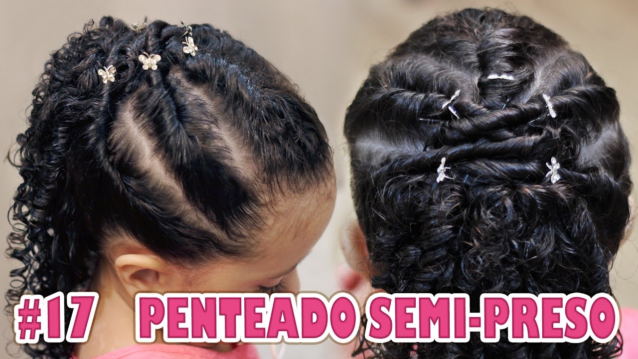 Penteado Infantil SEMI-PRESO muito fácil - cabelos cacheados #17 - ESPECIAL PÁSCOA