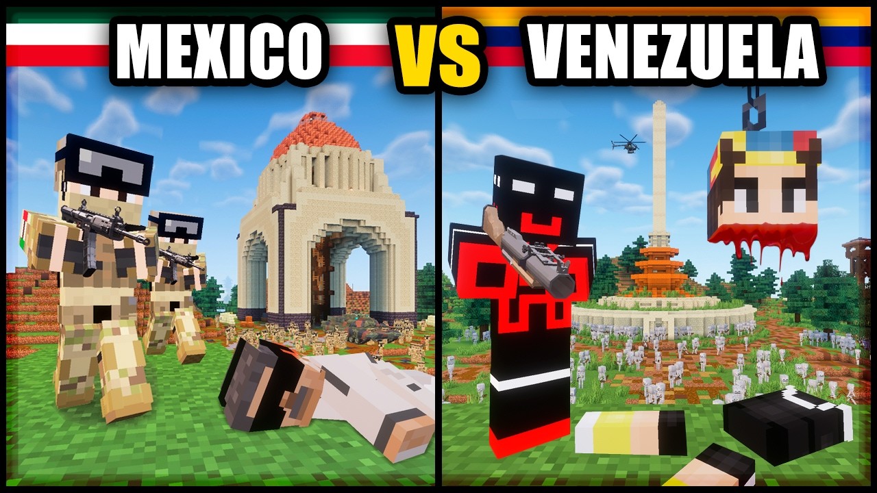 &iexcl;Guerra de 50 MEXICANOS VS 50 VENEZOLANOS en Minecraft!