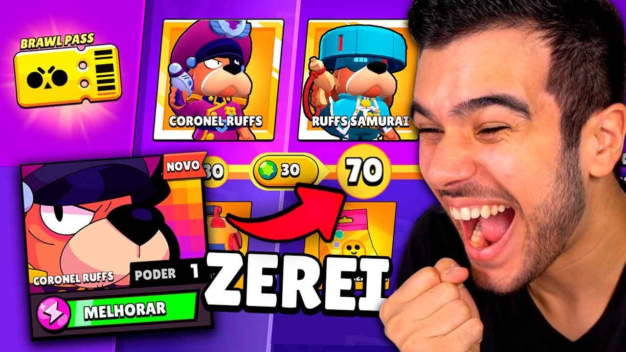 ZEREI O NOVO BRAWL PASS E LIBEREI O NOVO CORONEL RUFFS NO BRAWL STARS!!