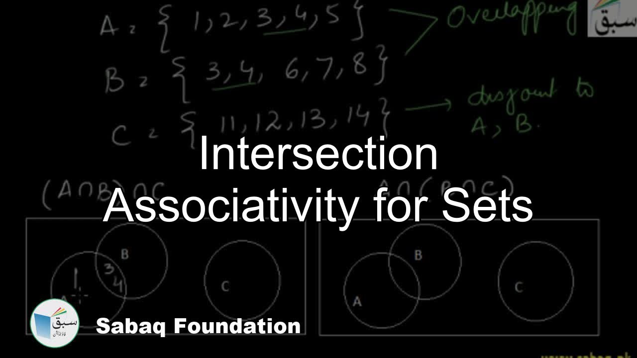 Intersection Associativity for Sets, Math Lecture | Sabaq.pk