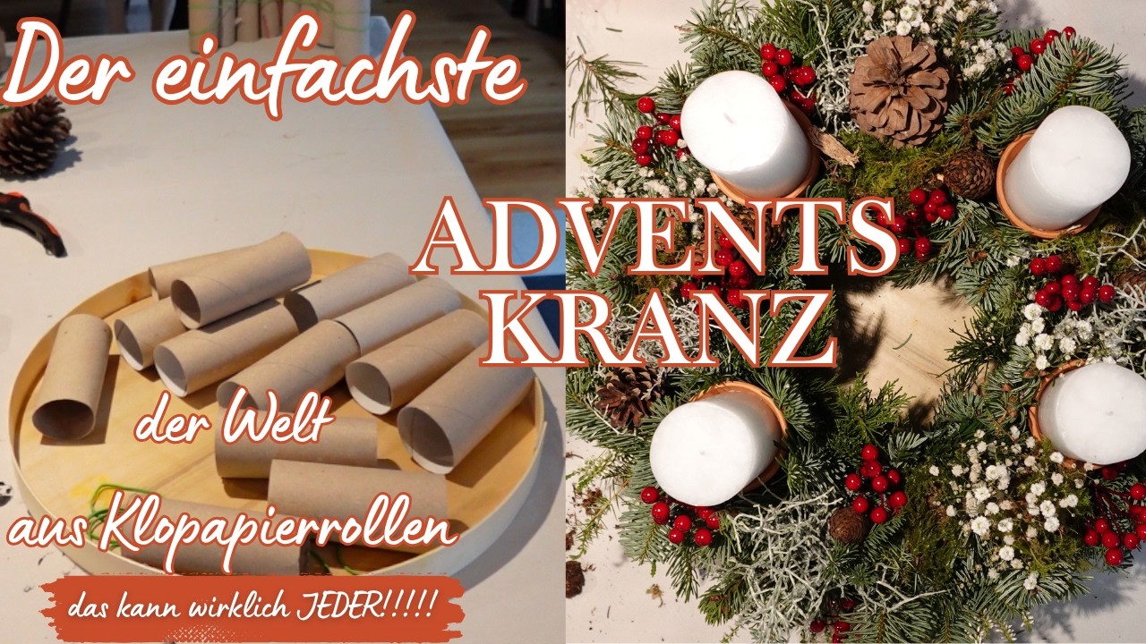 ✨Adventskranz 2025 aus Klopapierrollen - ✨DER EINFACHSTEN KRANZ DER WELT 🎄✨ absolut anf&auml;ngertauglich