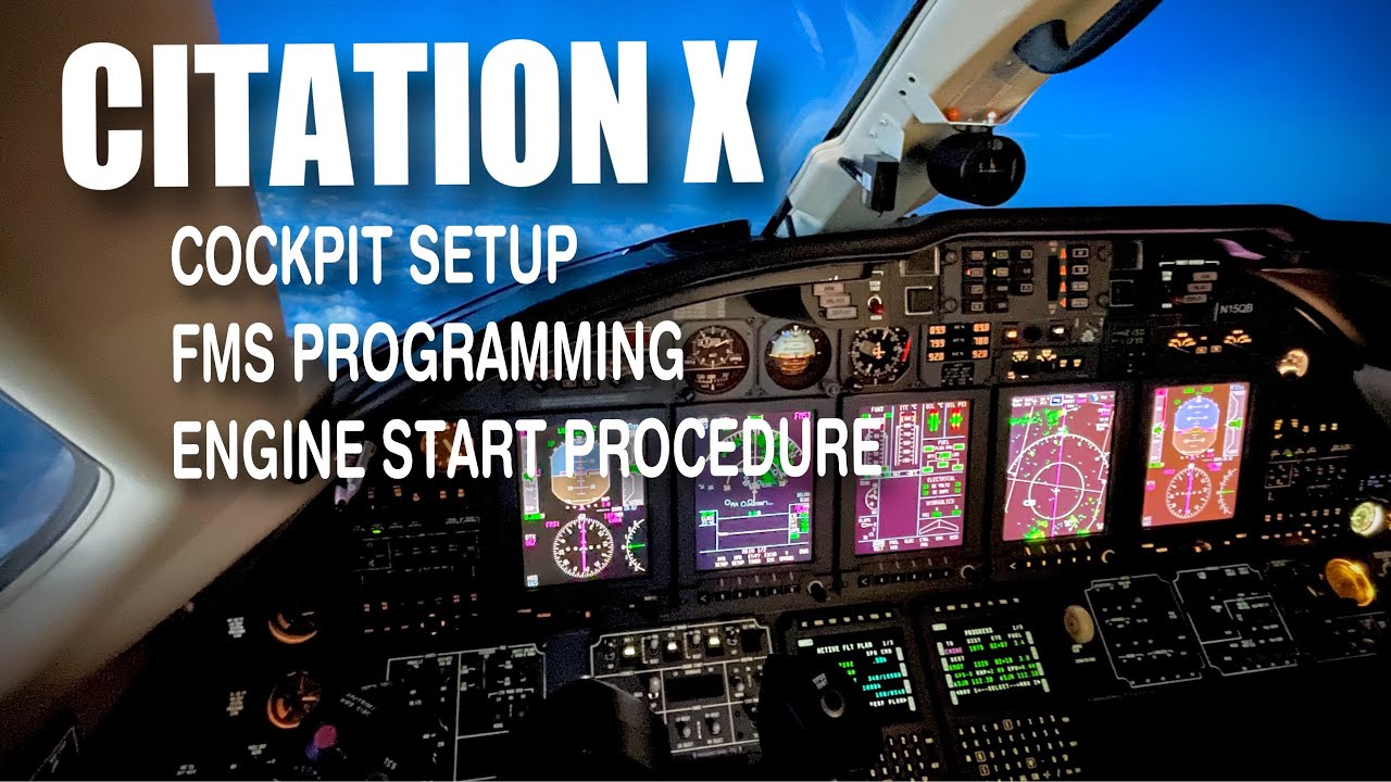 Citation X Cockpit Setup, FMS Programming, APU and Engine Start Procedure - Honeywell FMZ-2000 (FMS)