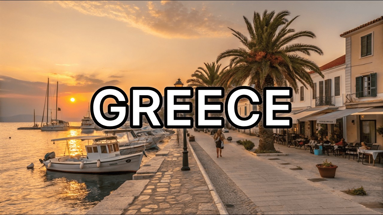 4K Sunset Walk in Greece 🇬🇷 | Marina, Cafes & Real Life | Seaside Town Before Tourist Season