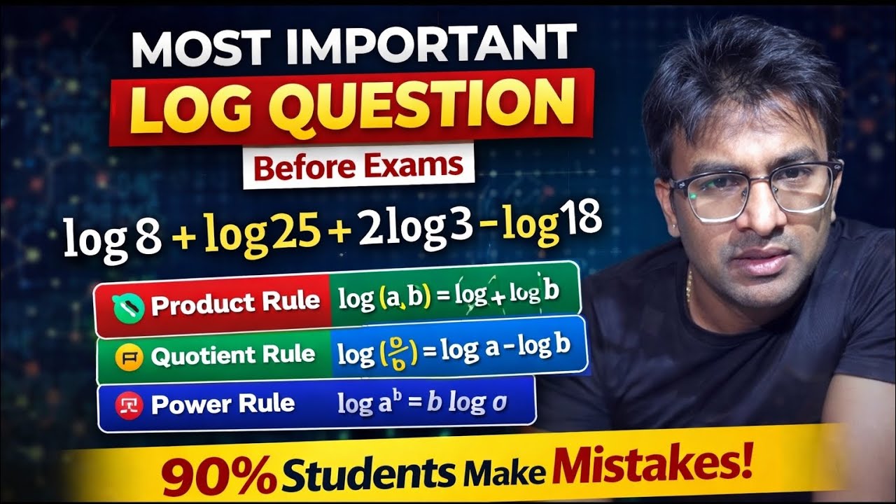 MOST IMPORTANT Log Question Before Exams | Laws of Logarithm Full Concept 