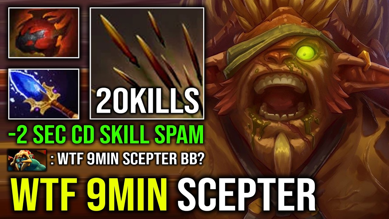 WTF 9MIN SCEPTER 2 Sec CD Skill Spam 1v5 Run At Them Raid Boss Carry Bristleback Dota 2