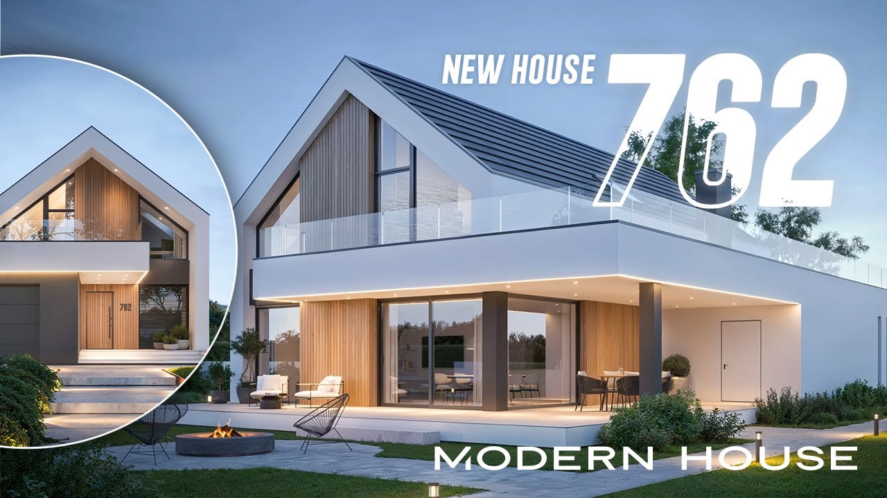 Nowoczesny projekt domu z poddaszem i dużym zadaszonym tarasem - NewHouse 762