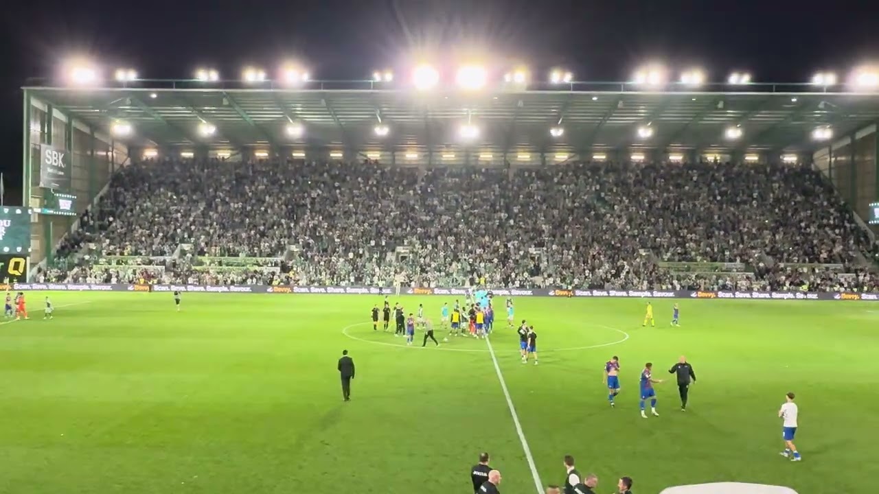 HIBERNIAN Fans Celebrate beating PARTIZAN BELGRADE at Full Time 