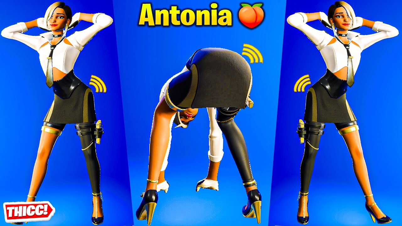 *NEW* Fortnite Antonia Skin Showcase Thicc 🍑😍Top Tiktok Emotes & Dances😘 Sweatiest Girl Outfit😜