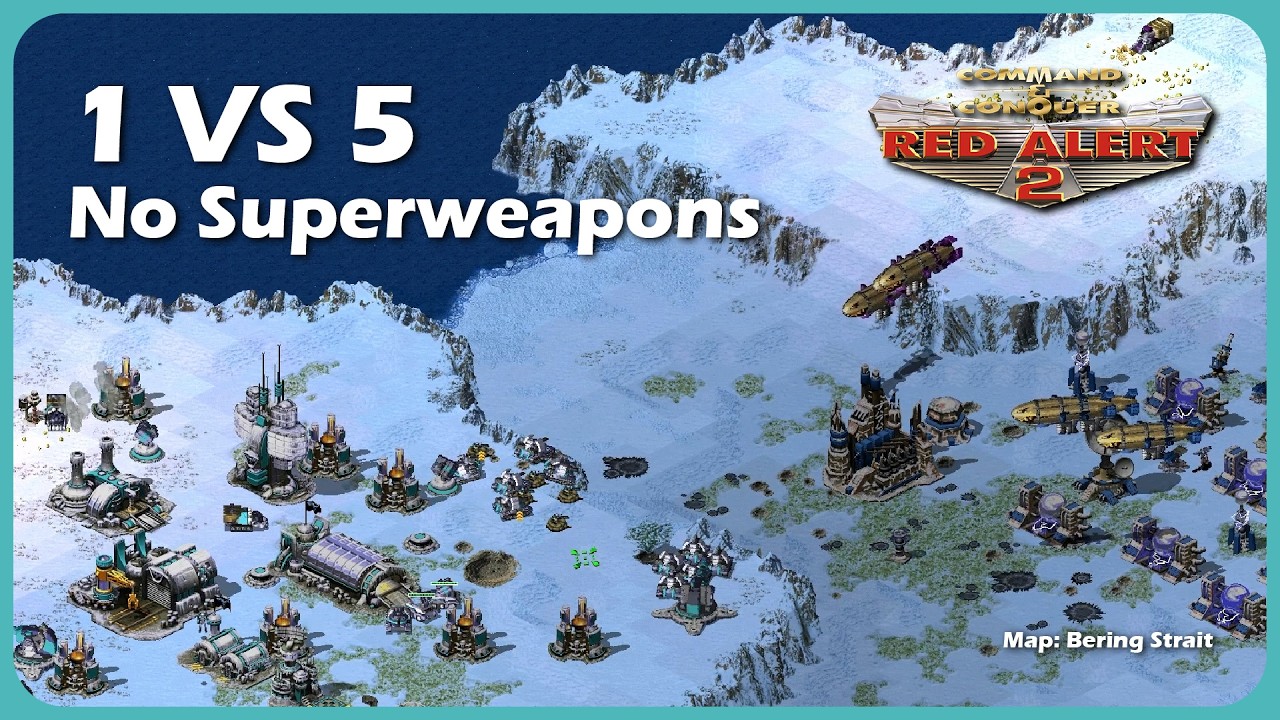 Red alert 2 | Map - Bering Strait | 1vs5 No SUPERWEAPONS (Brutal Enemy)