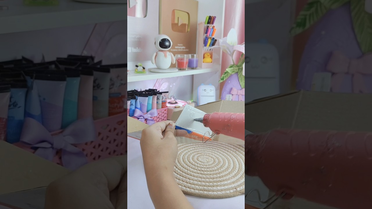 DIY Cardboard Organizer💜🌷 | (DAY 9) Desk Glow-up Series |#shorts #diy #handmade #craft #viral #art