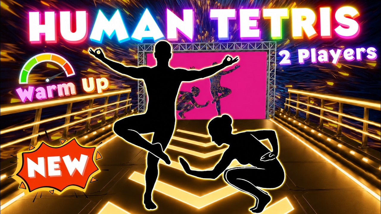 Viral Interactive Warm Up Game | FULL - Easy Routine | 2 Players Co-op | Human Tetris