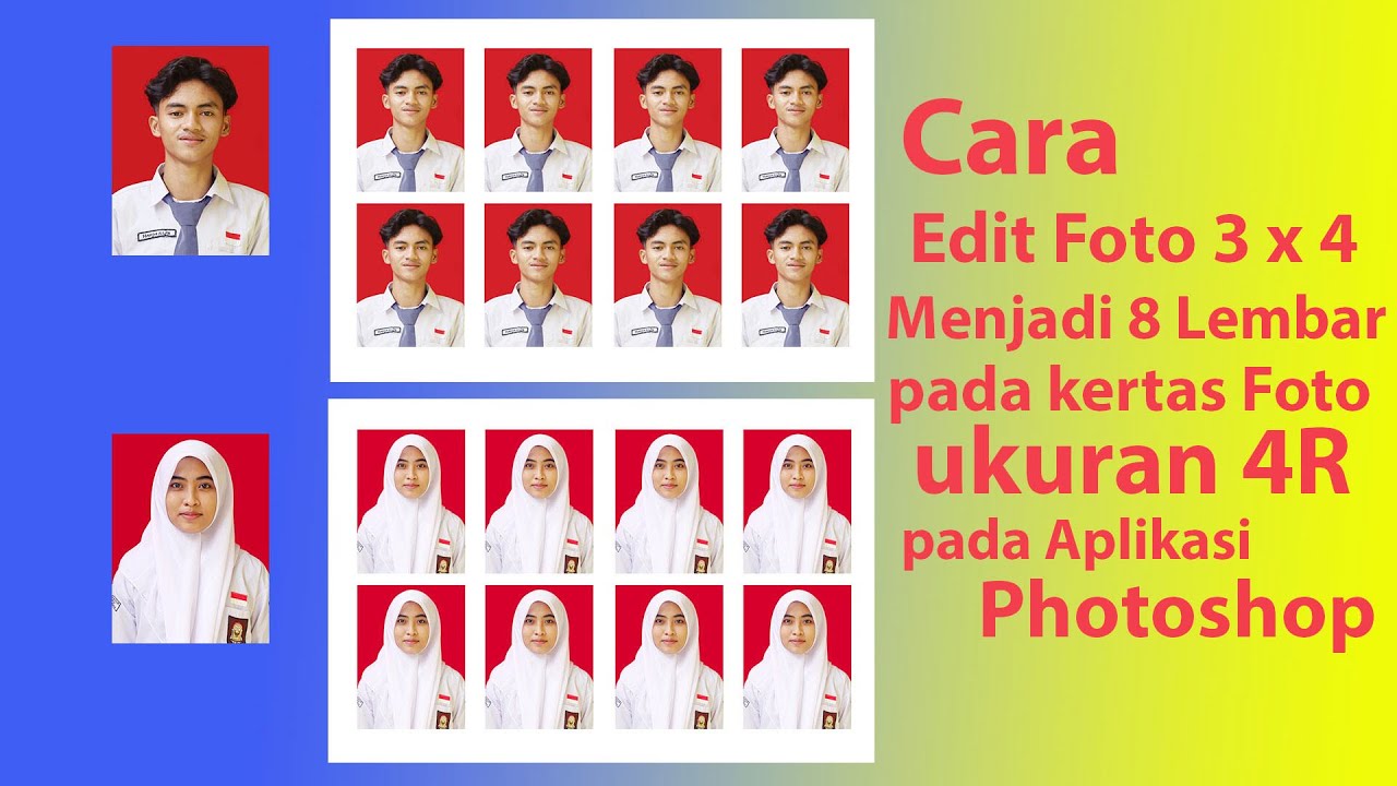 Cara Edit Foto 3x4 cm menjadi 8 Lembar di Kertas Foto Ukuran 4R dengan Tool Record Action Photoshop