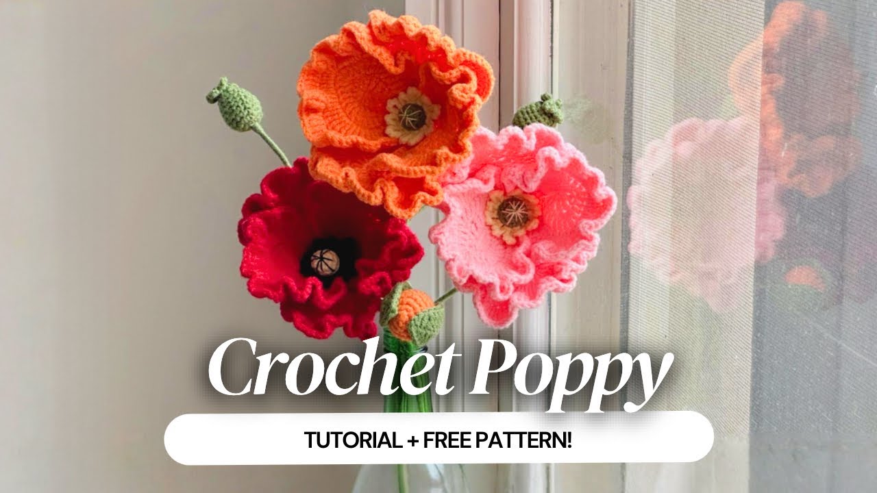 🌸 How to Crochet a Poppy Flower | Easy & Realistic Crochet Flower Tutorial
