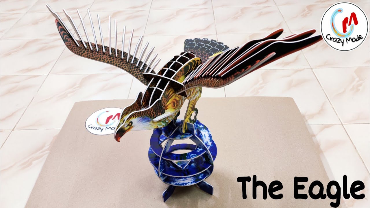 Make easy cardboard 3D Eagle l 3D Puzzle | 3D Puzzle Eagle making | DIY Eagle-Crazymade