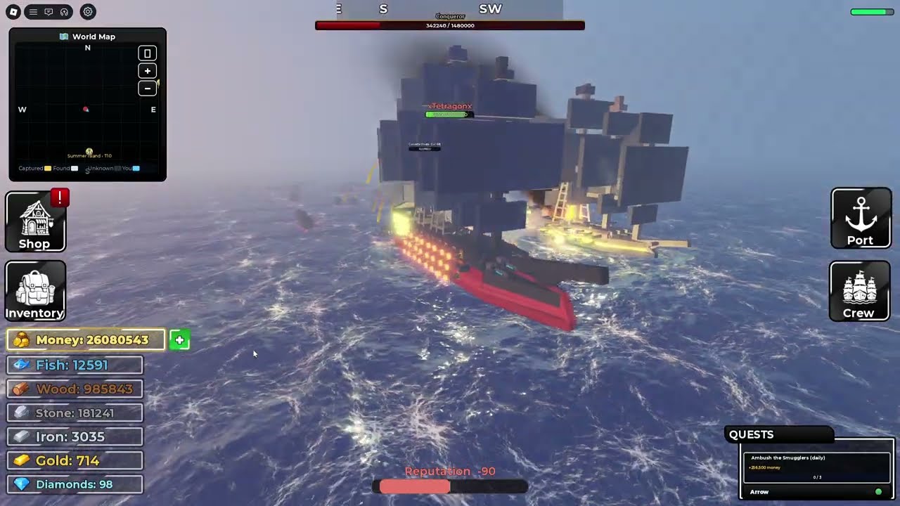 Ship - Conqueror Boss Fight Solo with Tier 15 Battleship | Roblox