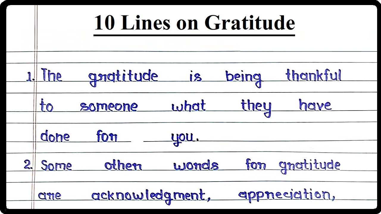 10 Lines on Gratitude | Gratitude 10 lines | 10 lines about Gratitude | Gratitude essay 10 lines