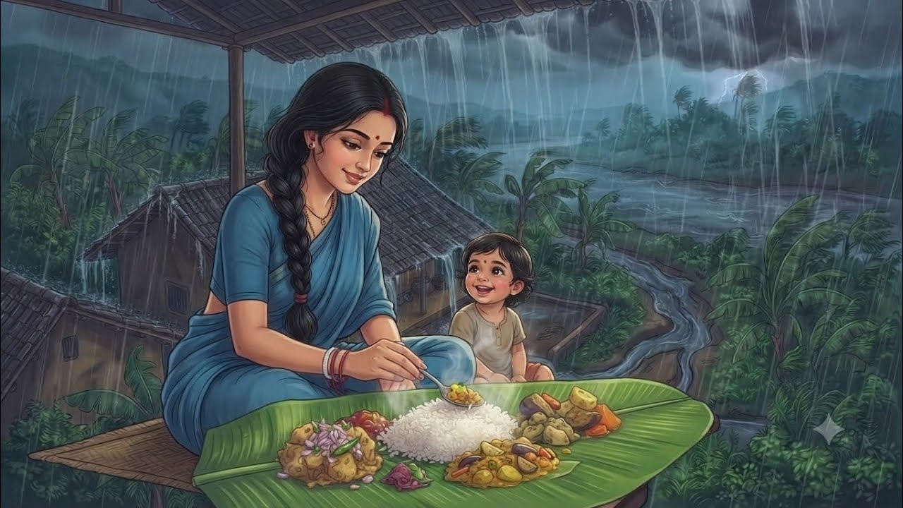 A Stormy Monsoon Day of an Odia Mother | Traditional Dalma, Aloo Chokha & Khata | Rainy Day ASMR