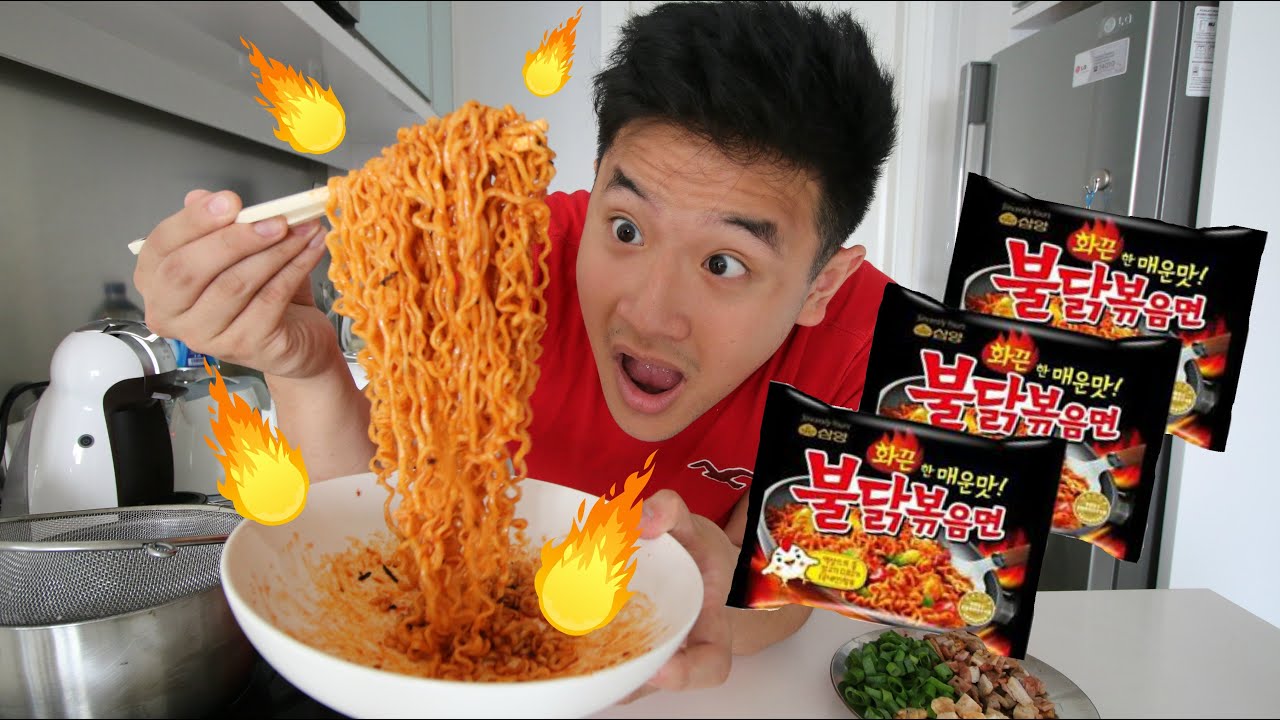 Брутальный корейский челлендж по приготовлению огненной лапши (Samyang)