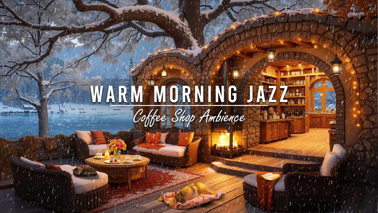 Warm Morning Jazz in the Lake ❄ Cozy Winter Porch Ambience & Relaxing Jazz Music to Strart Your Day