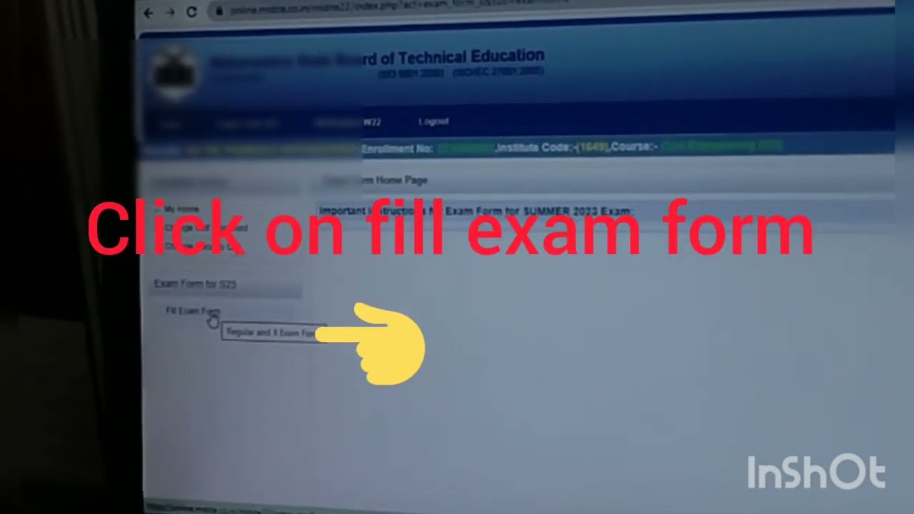 msbte diploma exam form summer 23 how to fill complete process