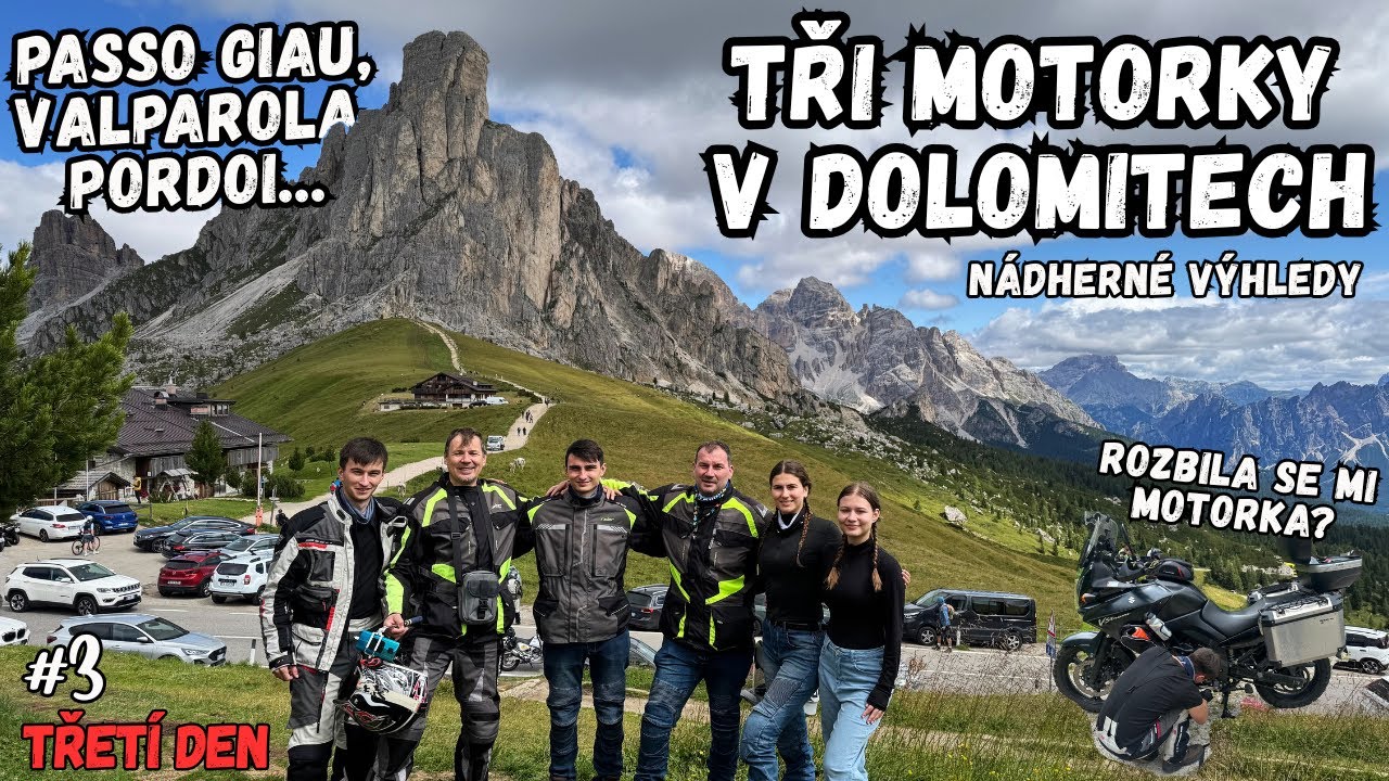 DOLOMITY | DEN 3: Passo Giau, Valparola, Pordoi + porucha motorky| V-Strom 650/Tenere 700/Tuareg 660
