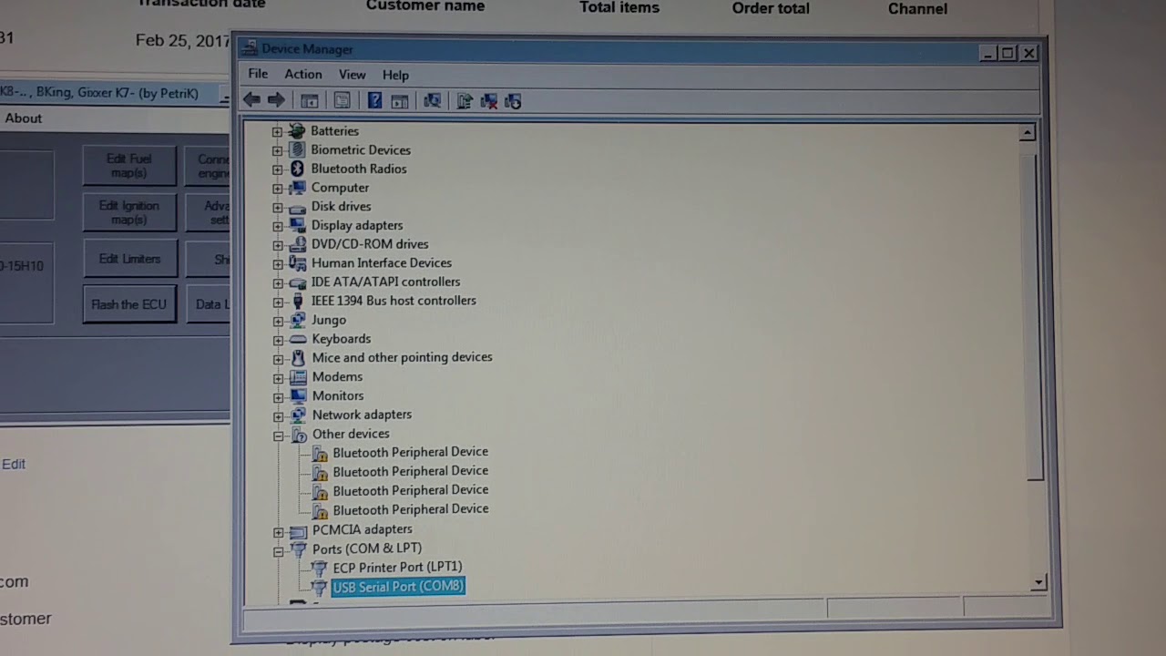 ECU Editor - setting com port parameters