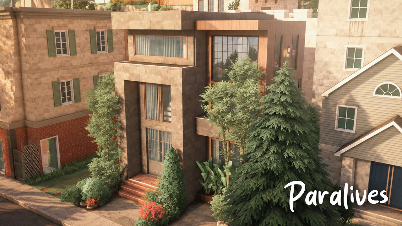 NEW MODERN HOUSE - Paralives - Relaxing Speed Build - ASMR