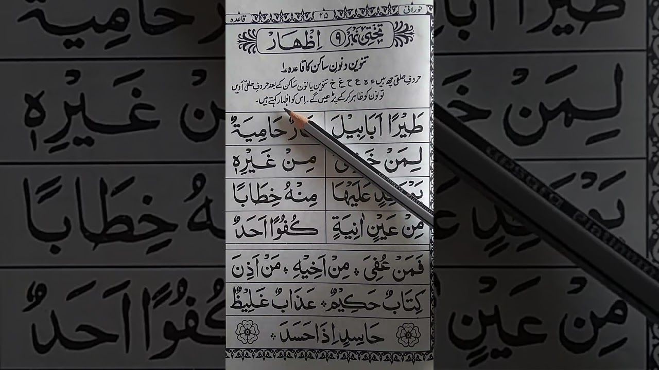 Noorani Qaida Takhtee no.9, Tanween aur Noon Sakin ka Qaida 1, Izhaar