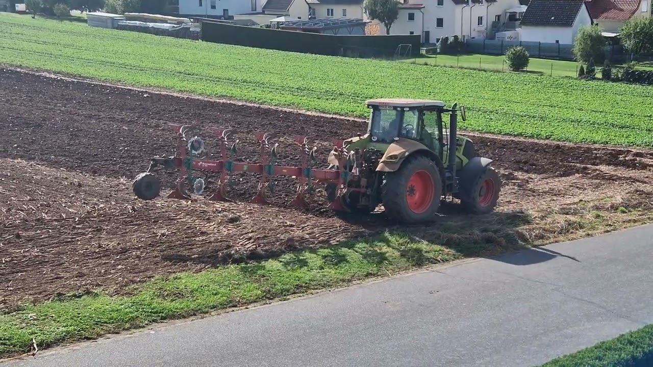 Claas Axion 810 Rapsstoppeln Pflügen