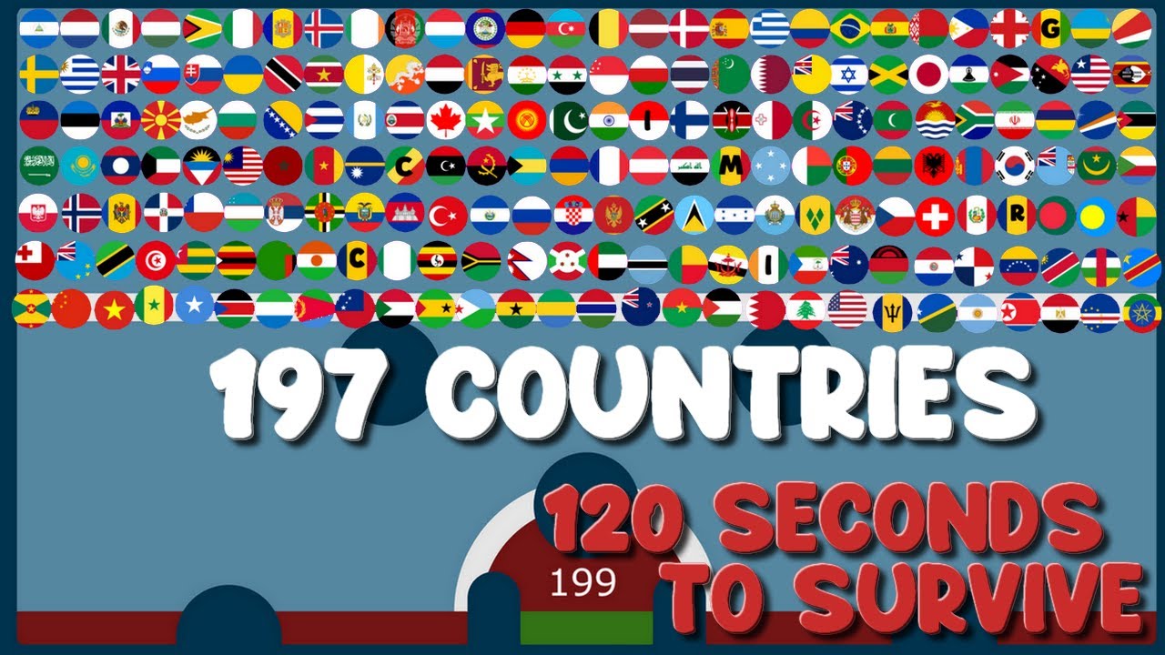 197 Countries 120 seconds to Survive Marble Race in Algodoo