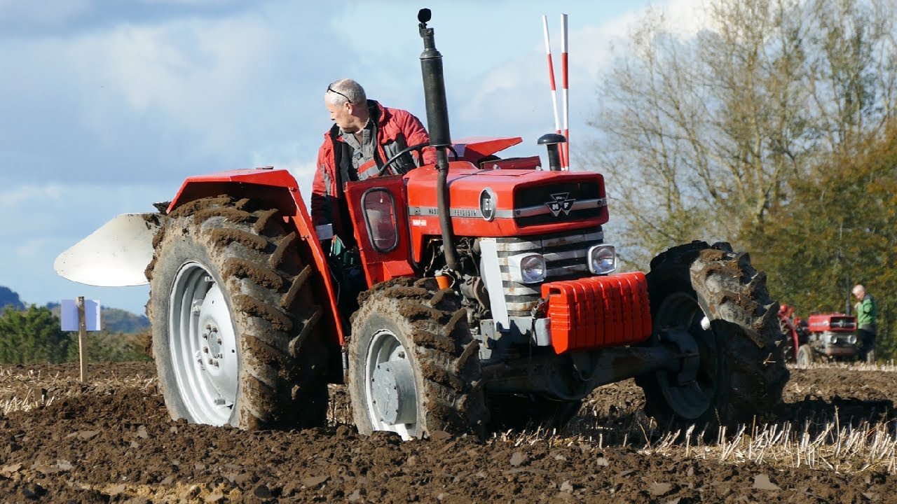Massey Ferguson 168 4WD Plowing With 2 Furrow Turnable Plow