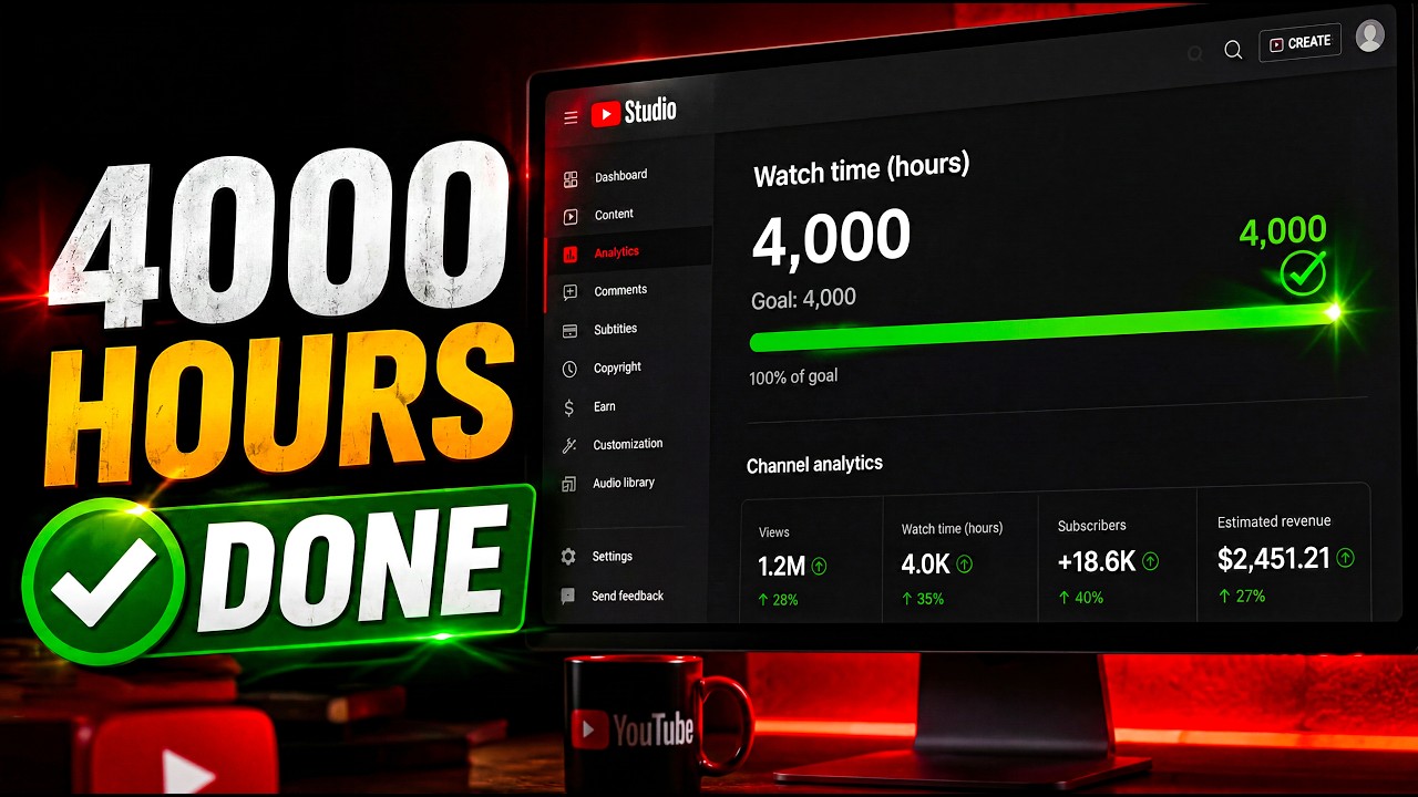 How to Complete 4000 Watch Hours Fast in 2026 (Real Method)