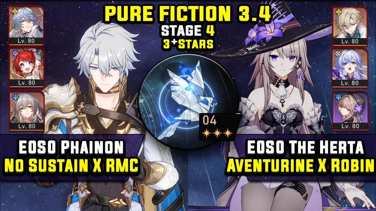E0 Phainon Carry W/ Sunday & E0 The Herta Carry (3 Stars) Pure Fiction 4 Honkai Star Rail 3.4