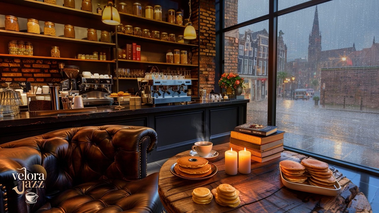 Smooth Jazz Lounge for Work & Study | Rain Sounds | Velora Jazz