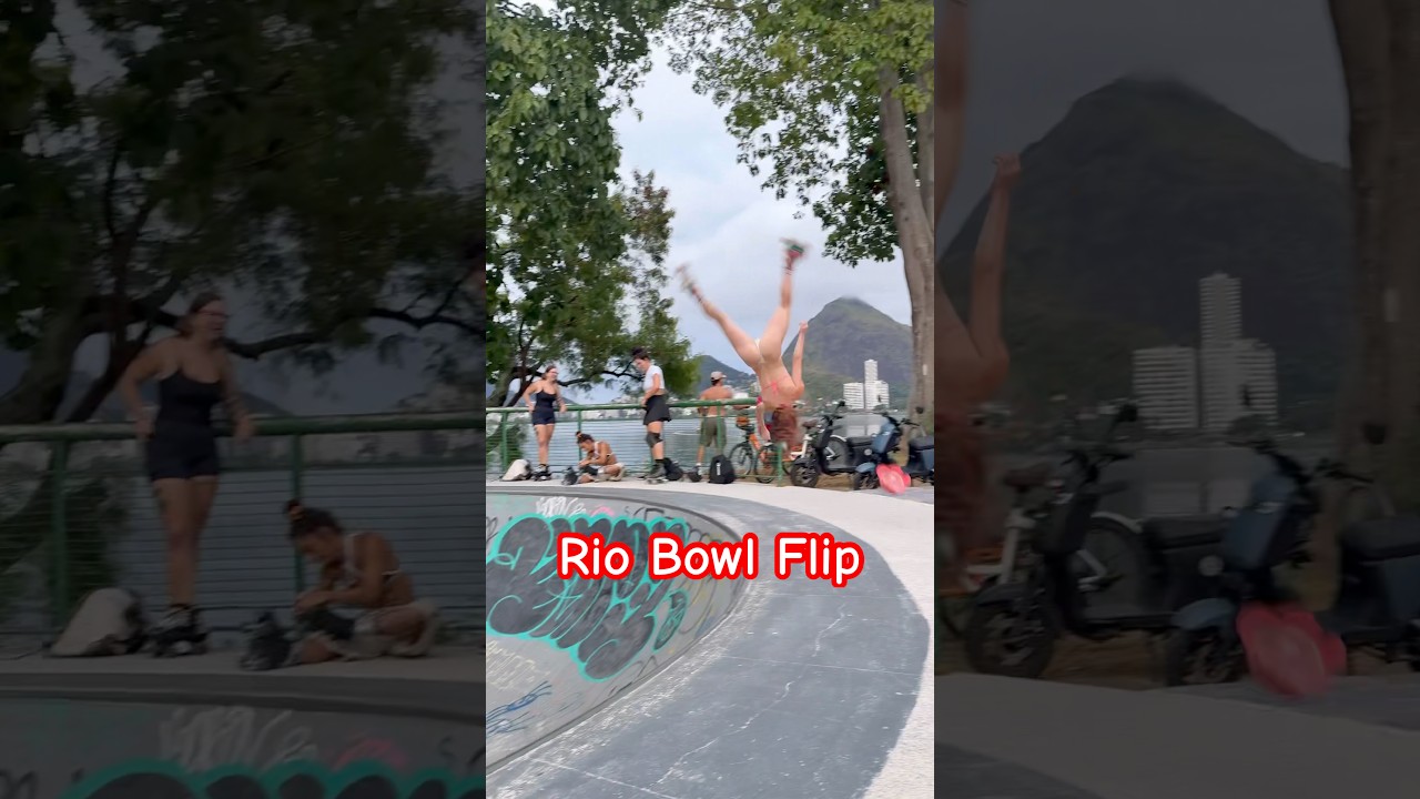 Rio bowl flip by the lagoon! 🤸 #flip #rollerskating #skatepark #skate #riodejaneiro