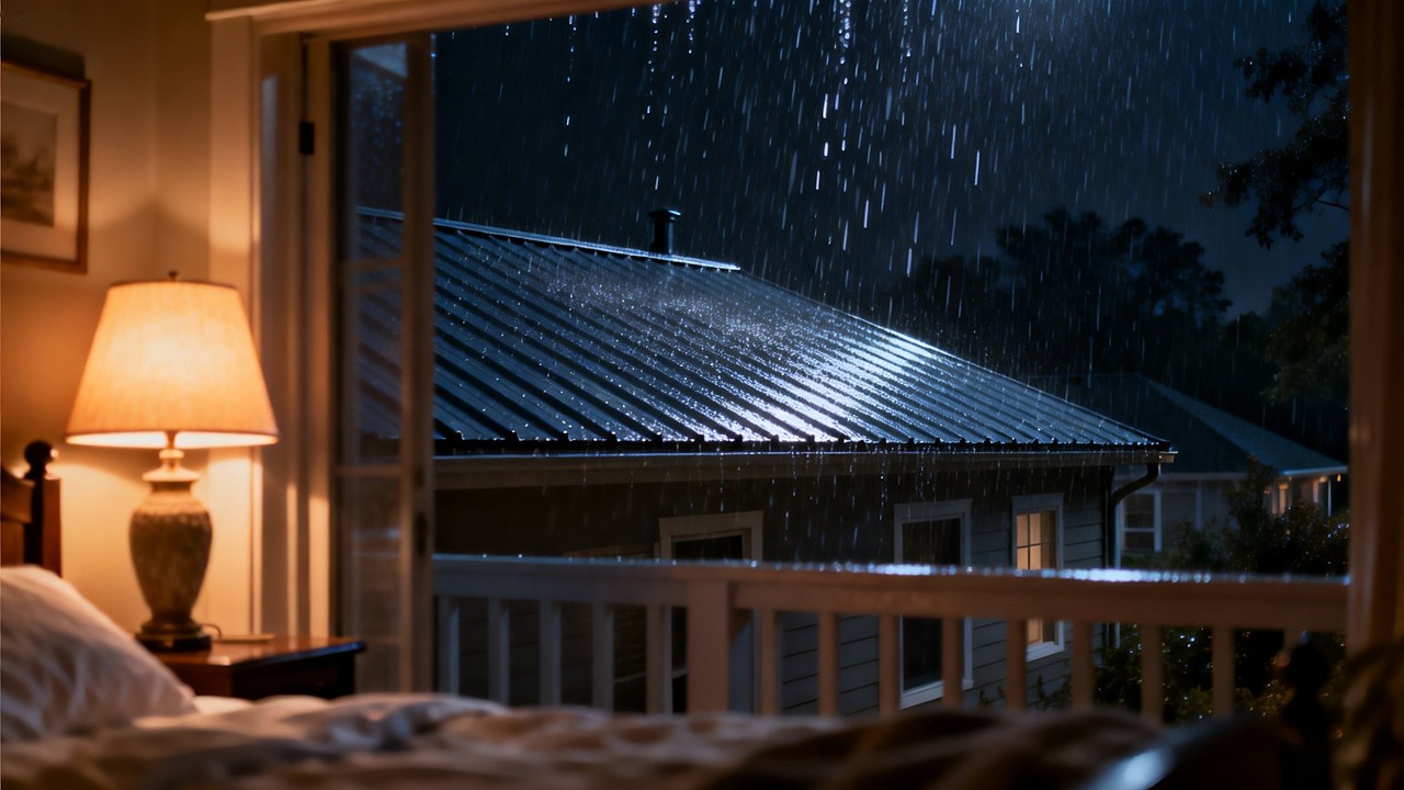 LIVE Midnight Storm on Metal Roof | Heavy Rain & Rolling Thunder for Deep Sleep (Black Screen)
