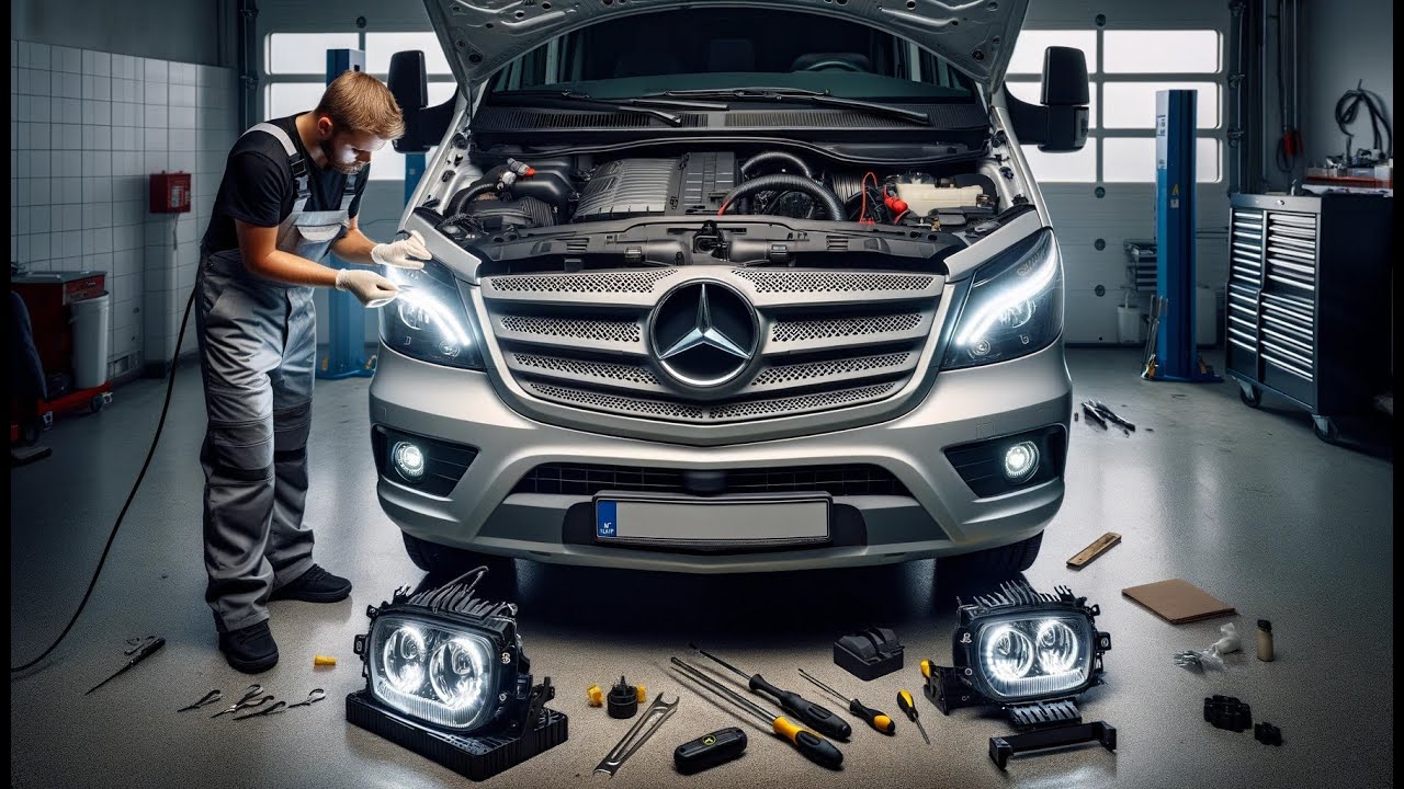 Mercedes-Benz Sprinter - How to remove / install the headlamps (bi-xenon technology) | W906