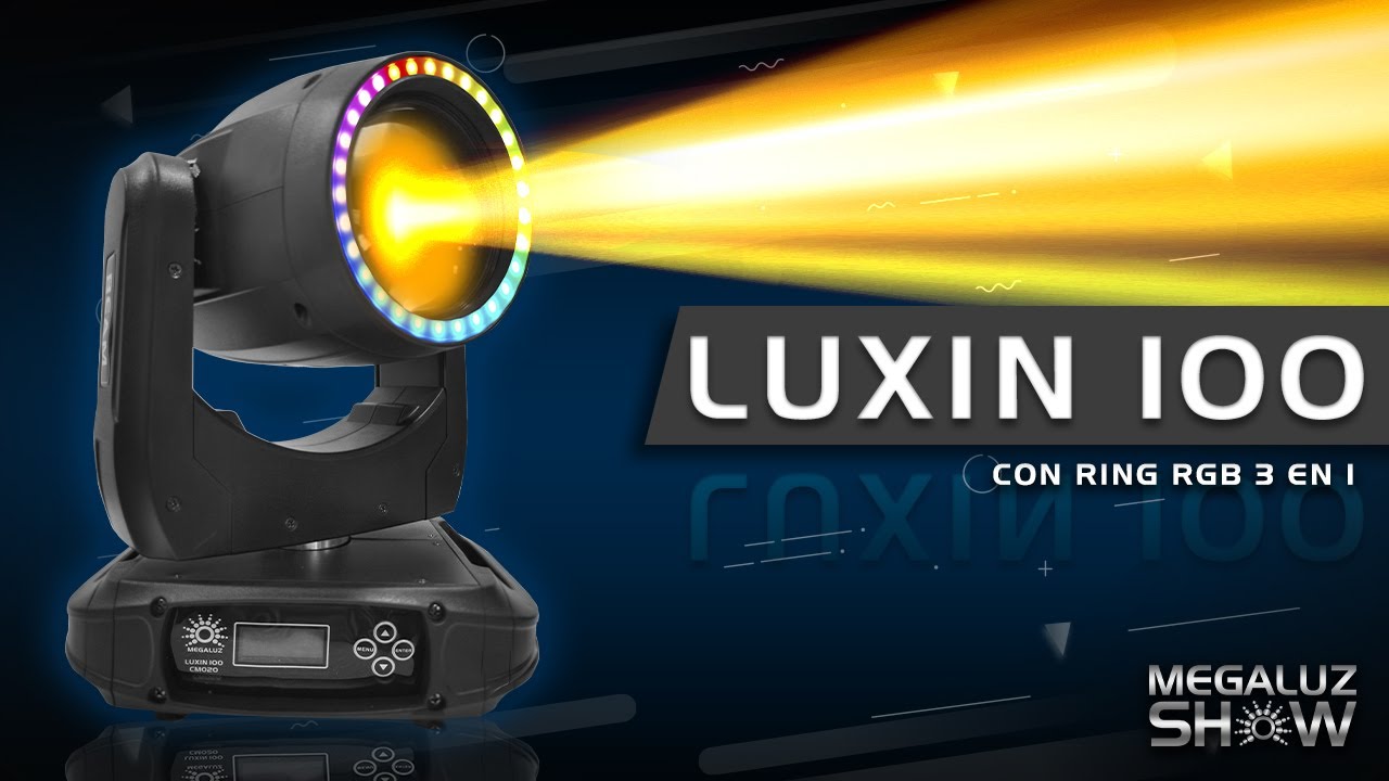 MEGALUZ Show │ LUXIN 100: 2 CABEZA MÓVIL BEAM, SPOT , PRISMAS Y ARO LED.