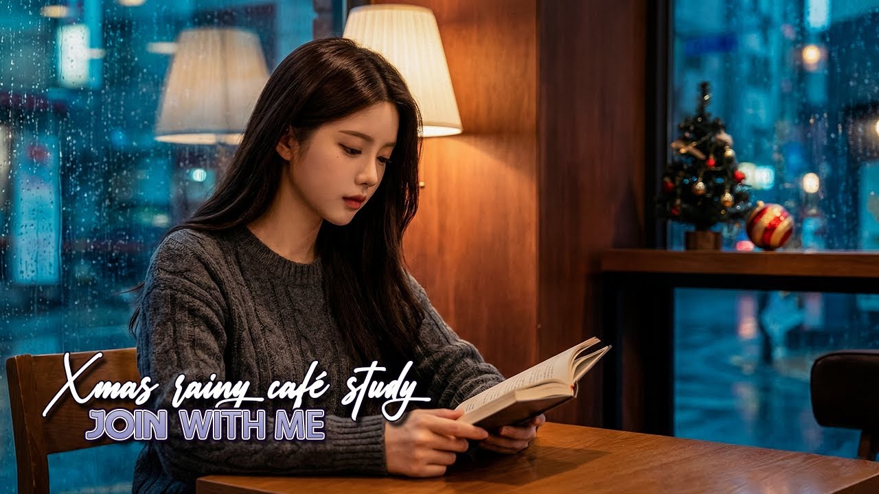 JOIN WITH ME | Christmas Rainy Night Study in a Cozy Café ✦ Citylight Focus (1 Hour)