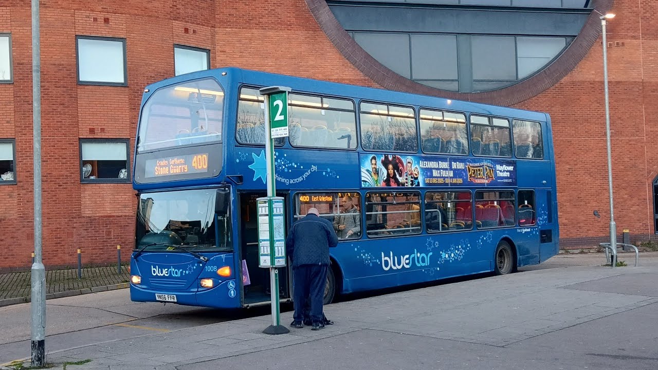 Loan | Ride on Bluestar 1008 YN56FFR East Lancs Omnidekka Scania N94UD on Bus Route 400